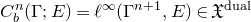 upper C Subscript b Superscript n Baseline left parenthesis normal upper Gamma semicolon upper E right parenthesis equals script l Superscript normal infinity Baseline left parenthesis normal upper Gamma Superscript n plus 1 Baseline comma upper E right parenthesis element of German upper X Superscript dual