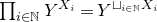 product Underscript i element of double struck upper N Endscripts upper Y Superscript upper X Super Subscript i Baseline equals upper Y Superscript square cup Super Subscript i element of double struck upper N Superscript upper X Super Subscript i