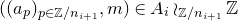 left parenthesis left parenthesis a Subscript p Baseline right parenthesis Subscript p element of double struck upper Z divided by n Sub Subscript i plus 1 Subscript Baseline comma m right parenthesis element of upper A Subscript i Baseline wreath product Subscript double struck upper Z divided by n Sub Subscript i plus 1 Baseline double struck upper Z