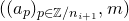 left parenthesis left parenthesis a Subscript p Baseline right parenthesis Subscript p element of double struck upper Z divided by n Sub Subscript i plus 1 Subscript Baseline comma m right parenthesis