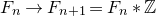 upper F Subscript n Baseline right arrow upper F Subscript n plus 1 Baseline equals upper F Subscript n Baseline asterisk double struck upper Z