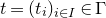t equals left parenthesis t Subscript i Baseline right parenthesis Subscript i element of upper I Baseline element of normal upper Gamma