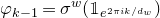 phi Subscript k minus 1 Baseline equals sigma Superscript w Baseline left parenthesis double struck 1 Subscript e Sub Superscript 2 pi i k divided by d Sub Super Subscript w Sub Superscript Subscript Baseline right parenthesis