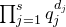 product Underscript j equals 1 Overscript s Endscripts q Subscript j Superscript d Super Subscript j