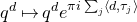 q Superscript d Baseline right arrow from bar q Superscript d Baseline e Superscript pi i sigma summation Underscript j Endscripts left angle bracket d comma tau Super Subscript j Superscript right angle bracket
