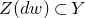 upper Z left parenthesis d w right parenthesis subset of upper Y