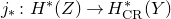 j Subscript asterisk Baseline colon upper H Superscript asterisk Baseline left parenthesis upper Z right parenthesis right arrow upper H Subscript normal upper C normal upper R Superscript asterisk Baseline left parenthesis upper Y right parenthesis