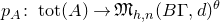 p Subscript upper A Baseline colon t o t left parenthesis upper A right parenthesis right arrow German upper M Subscript h comma n Baseline left parenthesis upper B normal upper Gamma comma d right parenthesis Superscript theta