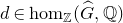 d element of hom Subscript double struck upper Z Baseline left parenthesis ModifyingAbove upper G With caret comma double struck upper Q right parenthesis