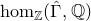 hom Subscript double struck upper Z Baseline left parenthesis ModifyingAbove normal upper Gamma With caret comma double struck upper Q right parenthesis