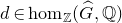 d element of hom Subscript double struck upper Z Baseline left parenthesis ModifyingAbove upper G With caret comma double struck upper Q right parenthesis