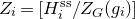 upper Z Subscript i Baseline equals left bracket upper H Subscript i Superscript normal s normal s Baseline divided by upper Z Subscript upper G Baseline left parenthesis g Subscript i Baseline right parenthesis right bracket
