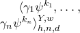 left angle bracket gamma 1 psi Superscript k 1 Baseline comma ellipsis comma gamma Subscript n Baseline psi Superscript k Super Subscript n Superscript Baseline right angle bracket Subscript h comma n comma d Superscript upper Y comma w