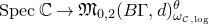 upper S p e c double struck upper C right arrow German upper M Subscript 0 comma 2 Baseline left parenthesis upper B normal upper Gamma comma d right parenthesis Subscript omega Sub Subscript script upper C comma normal l normal o normal g Superscript theta