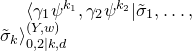 left angle bracket gamma 1 psi Superscript k 1 Baseline comma gamma 2 psi Superscript k 2 Baseline vertical bar sigma overtilde Subscript 1 Baseline comma ellipsis comma sigma overtilde Subscript k Baseline right angle bracket Subscript 0 comma 2 vertical bar k comma d Superscript left parenthesis upper Y comma w right parenthesis