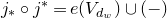 j Subscript asterisk Baseline ring j Superscript asterisk Baseline equals e left parenthesis upper V Subscript d Sub Subscript w Subscript Baseline right parenthesis union left parenthesis minus right parenthesis