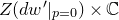 upper Z left parenthesis d w Superscript prime Baseline vertical bar Subscript p equals 0 Baseline right parenthesis times double struck upper C