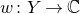 w colon upper Y right arrow double struck upper C