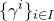 left brace gamma Superscript i Baseline right brace Subscript i element of upper I