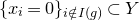 left brace x Subscript i Baseline equals 0 right brace Subscript i not an element of upper I left parenthesis g right parenthesis Baseline subset of upper Y