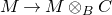 upper M right arrow upper M circled times Subscript upper B Baseline upper C