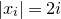 StartAbsoluteValue x Subscript i Baseline EndAbsoluteValue equals 2 i