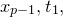 x Subscript p minus 1 Baseline comma t 1 comma
