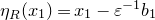 eta Subscript upper R Baseline left parenthesis x 1 right parenthesis equals x 1 minus epsilon Superscript negative 1 Baseline b 1