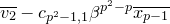 v 2 overbar minus c Subscript p squared minus 1 comma 1 Baseline beta Superscript p squared minus p Baseline x Subscript p minus 1 Baseline overbar