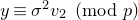 y identical to sigma squared v 2 left parenthesis mod p right parenthesis