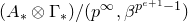 left parenthesis upper A Subscript asterisk Baseline circled times normal upper Gamma Subscript asterisk Baseline right parenthesis divided by left parenthesis p Superscript normal infinity Baseline comma beta Superscript p Super Superscript e plus 1 Superscript minus 1 Baseline right parenthesis