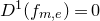 upper D Superscript 1 Baseline left parenthesis f Subscript m comma e Baseline right parenthesis equals 0
