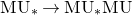 normal upper M normal upper U Subscript asterisk Baseline right arrow normal upper M normal upper U Subscript asterisk Baseline normal upper M normal upper U