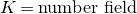 upper K equals number field