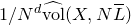 1 divided by upper N Superscript d Baseline ModifyingAbove normal v normal o normal l With caret left parenthesis upper X comma upper N upper L overbar right parenthesis
