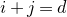i plus j equals d