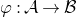phi colon script upper A right arrow script upper B