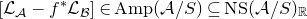 left bracket script upper L Subscript script upper A Baseline minus f Superscript asterisk Baseline script upper L Subscript script upper B Baseline right bracket element of normal upper A normal m normal p left parenthesis script upper A divided by upper S right parenthesis subset of or equal to normal upper N normal upper S left parenthesis script upper A divided by upper S right parenthesis Subscript double struck upper R