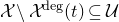 script upper X minus script upper X Superscript normal d normal e normal g Baseline left parenthesis t right parenthesis subset of or equal to script upper U
