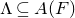 normal upper Lamda subset of or equal to upper A left parenthesis upper F right parenthesis