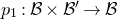 p 1 colon script upper B times script upper B Superscript prime Baseline right arrow script upper B