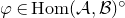 phi element of normal upper H normal o normal m left parenthesis script upper A comma script upper B right parenthesis Superscript ring