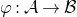 phi colon script upper A right arrow script upper B