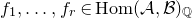 f 1 comma ellipsis comma f Subscript r Baseline element of normal upper H normal o normal m left parenthesis script upper A comma script upper B right parenthesis Subscript double struck upper Q Baseline