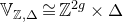 double struck upper V Subscript double struck upper Z comma normal upper Delta Baseline approximately equals double struck upper Z Superscript 2 g Baseline times normal upper Delta