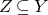 upper Z subset of or equal to upper Y