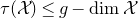 tau left parenthesis script upper X right parenthesis less than or equals g minus dimension script upper X