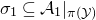 sigma 1 subset of or equal to script upper A 1 vertical bar Subscript pi left parenthesis script upper Y right parenthesis Baseline