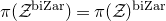 pi left parenthesis script upper Z Superscript normal b normal i normal upper Z normal a normal r Baseline right parenthesis equals pi left parenthesis script upper Z right parenthesis Superscript normal b normal i normal upper Z normal a normal r