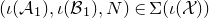 left parenthesis iota left parenthesis script upper A 1 right parenthesis comma iota left parenthesis script upper B 1 right parenthesis comma upper N right parenthesis element of normal upper Sigma left parenthesis iota left parenthesis script upper X right parenthesis right parenthesis